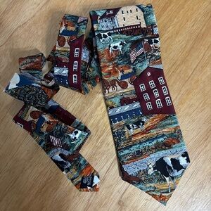 TANGO Men’s Farm Animal Farm Print Novelty 100% Silk Neck Tie 60”